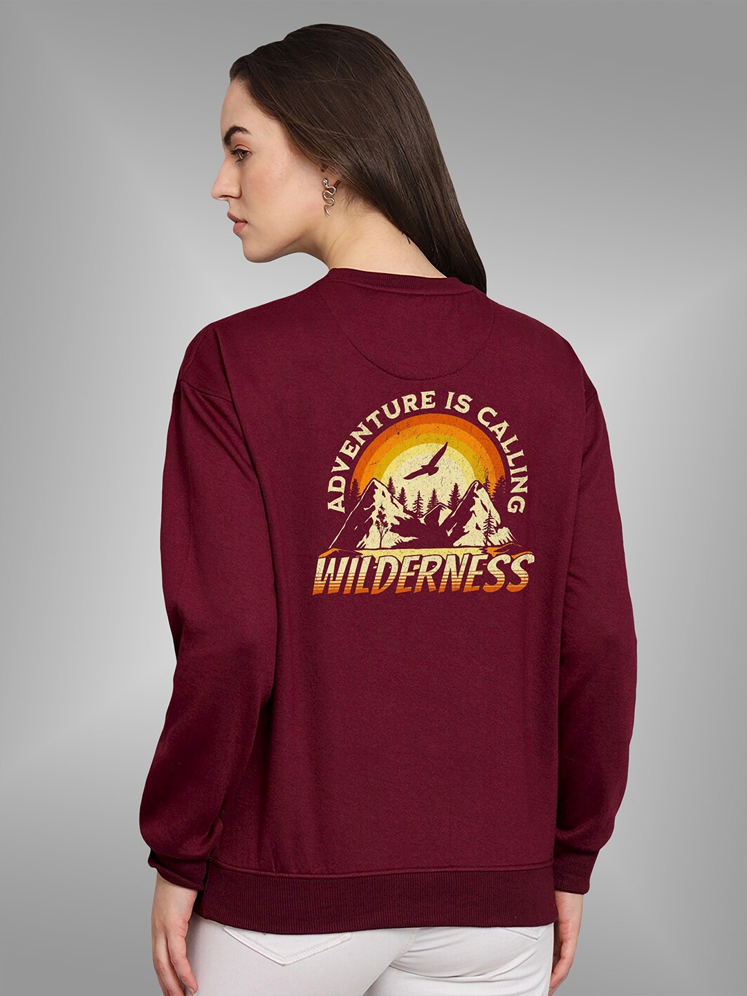 

BAESD Unisex Long Sleeves Round Neck Sweatshirt, Maroon