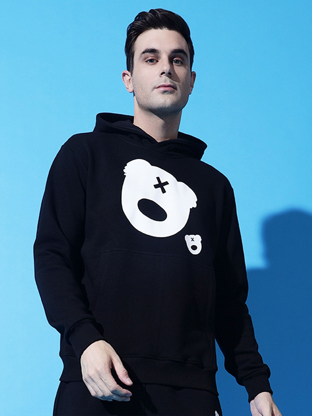 

GRIFFEL Men Printed Hooded Sweatshirt, Black
