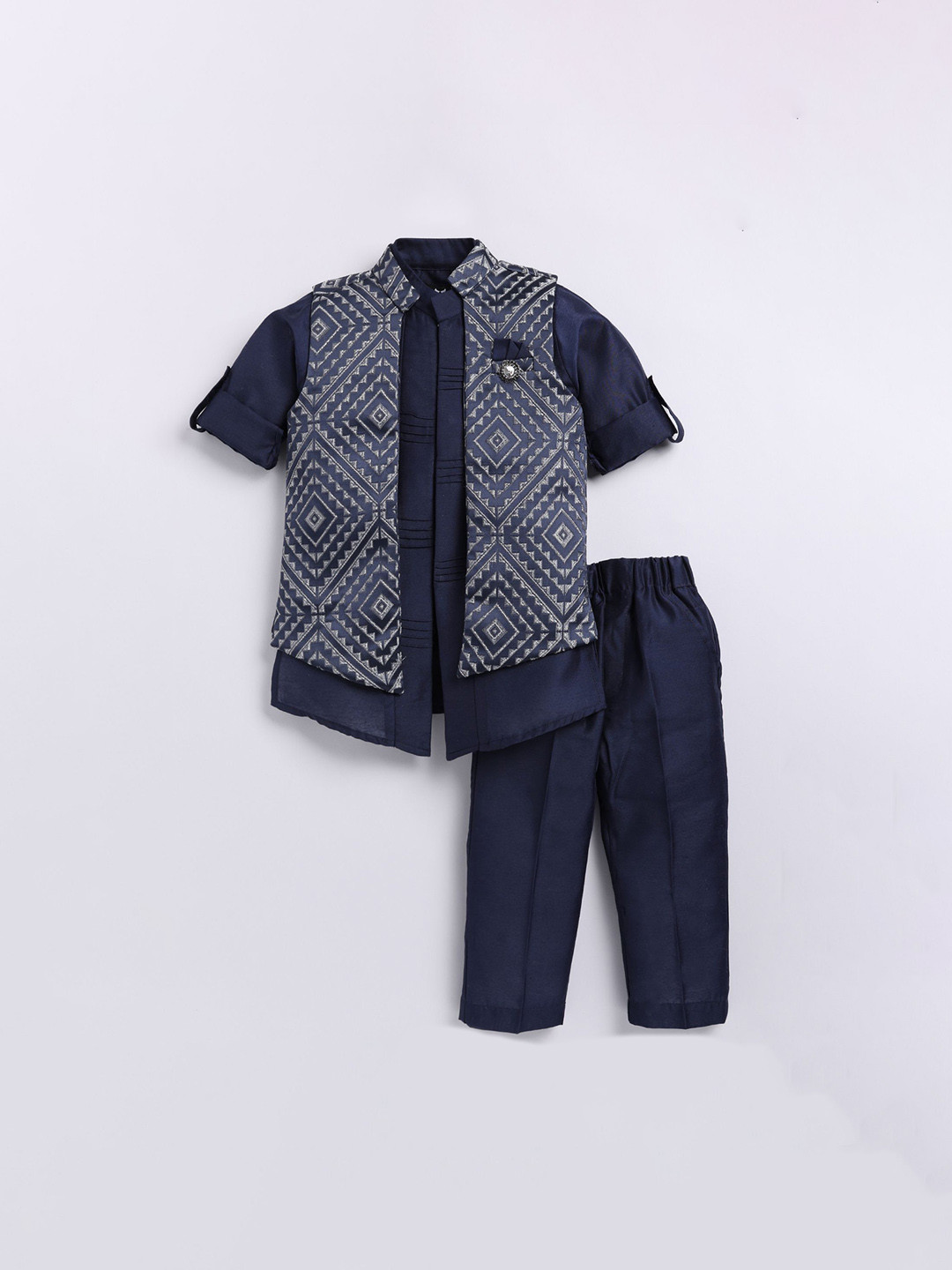

LITTLE COLLARS Boys Regular Kurta with Pyjamas, Blue