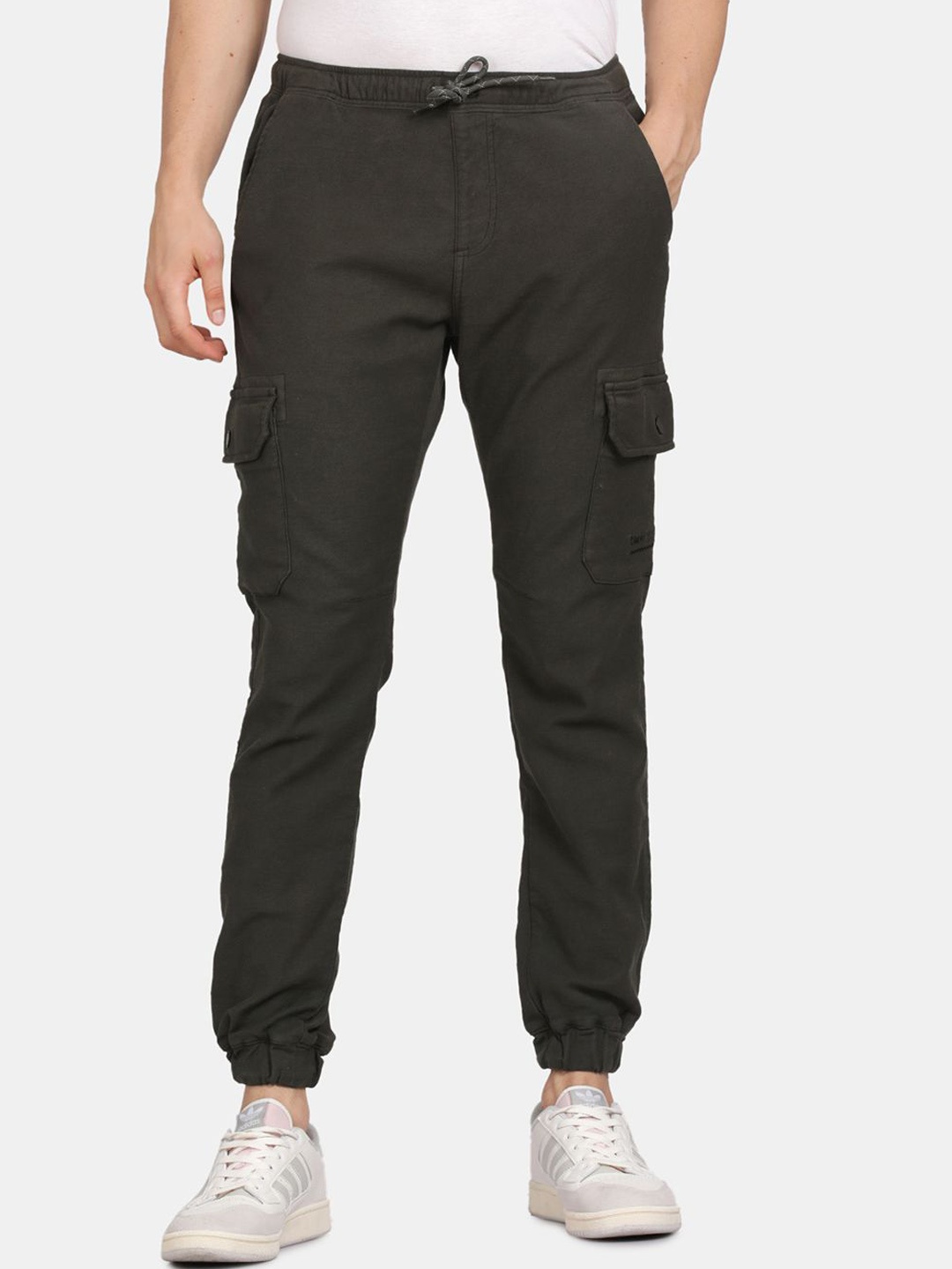

t-base Men Mid-Rise Regular Fit Joggers Trousers, Olive