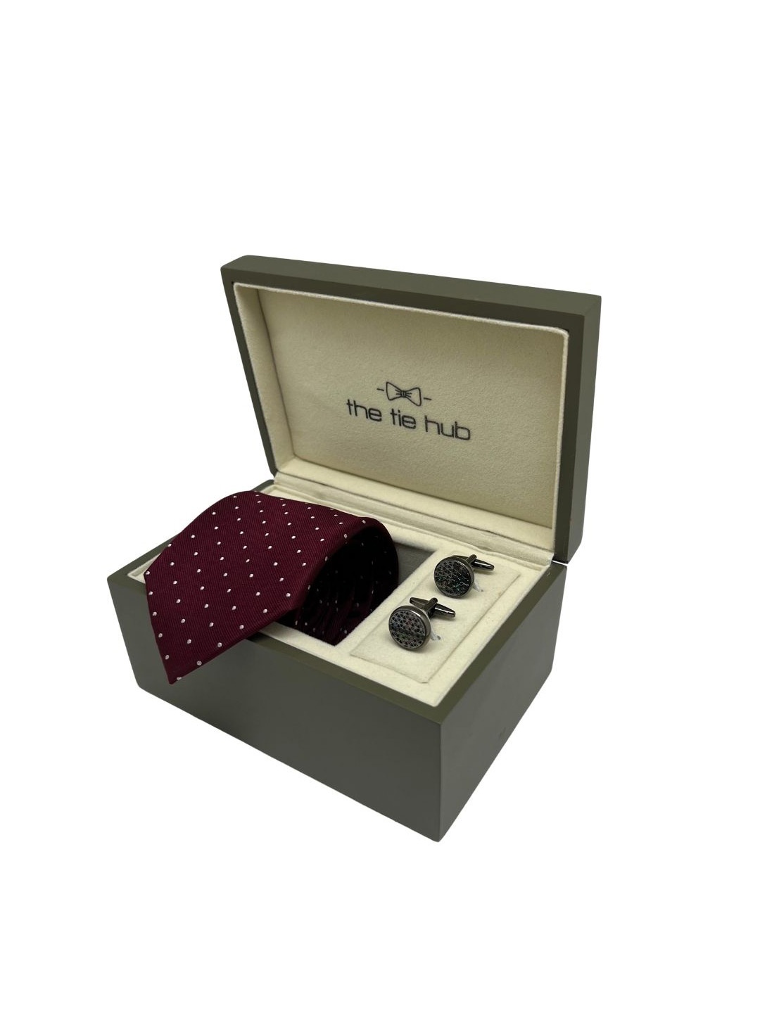 

The Tie Hub Men Accessory Gift Set of Tie, Cufflinks Comes with a box, Maroon