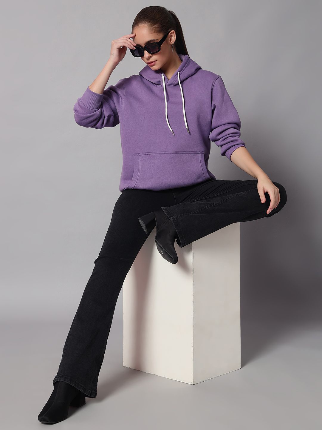 

Obaan Women Hooded Pullover Sweatshirt, Purple