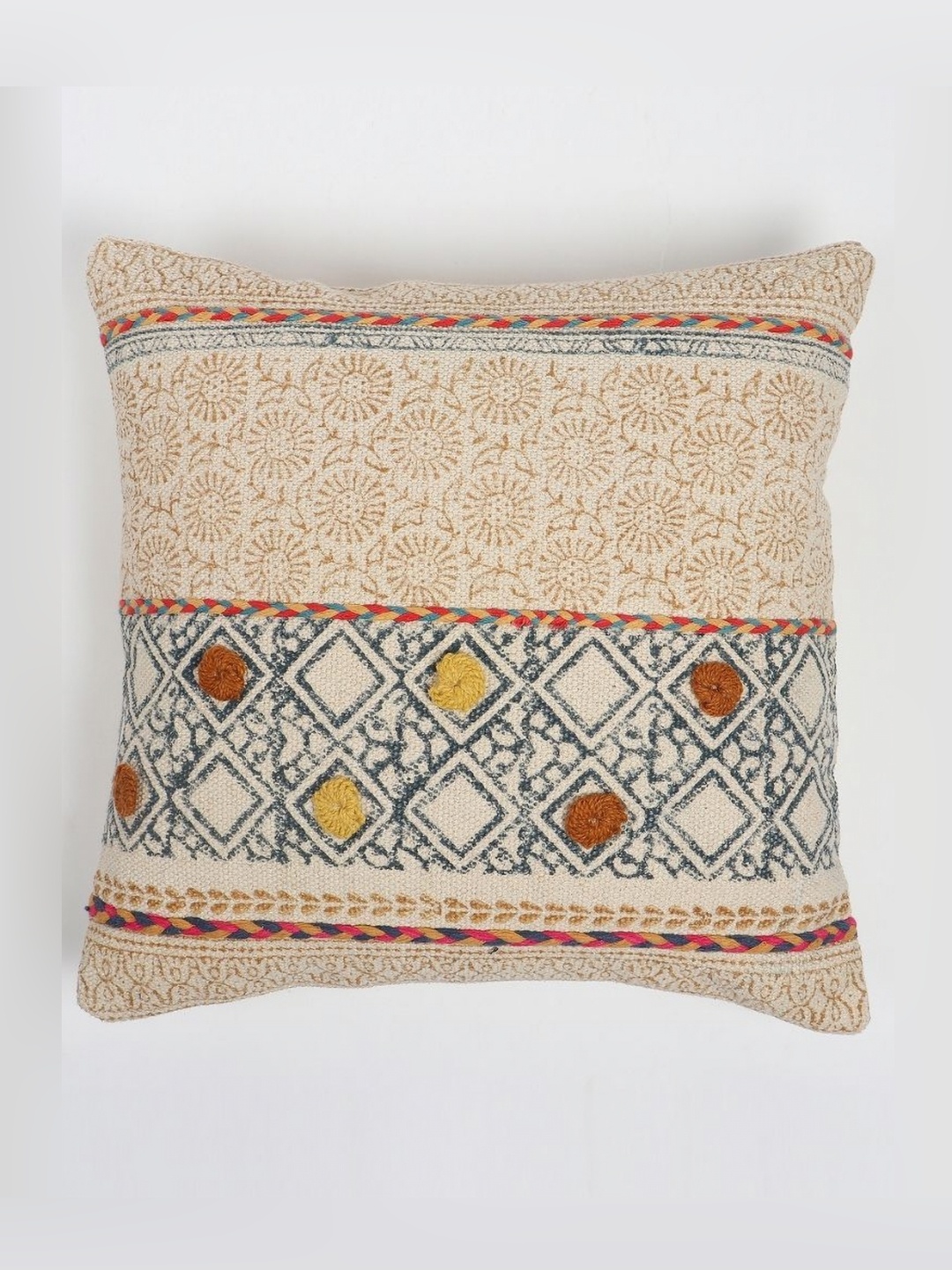 

Art Avenue Blue & Beige Self Design Square Cushion Covers