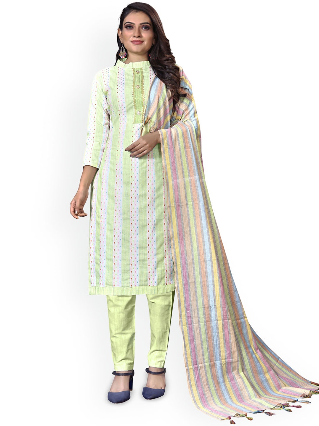 

Maroosh Embellished Unstitched Dress Material, Green