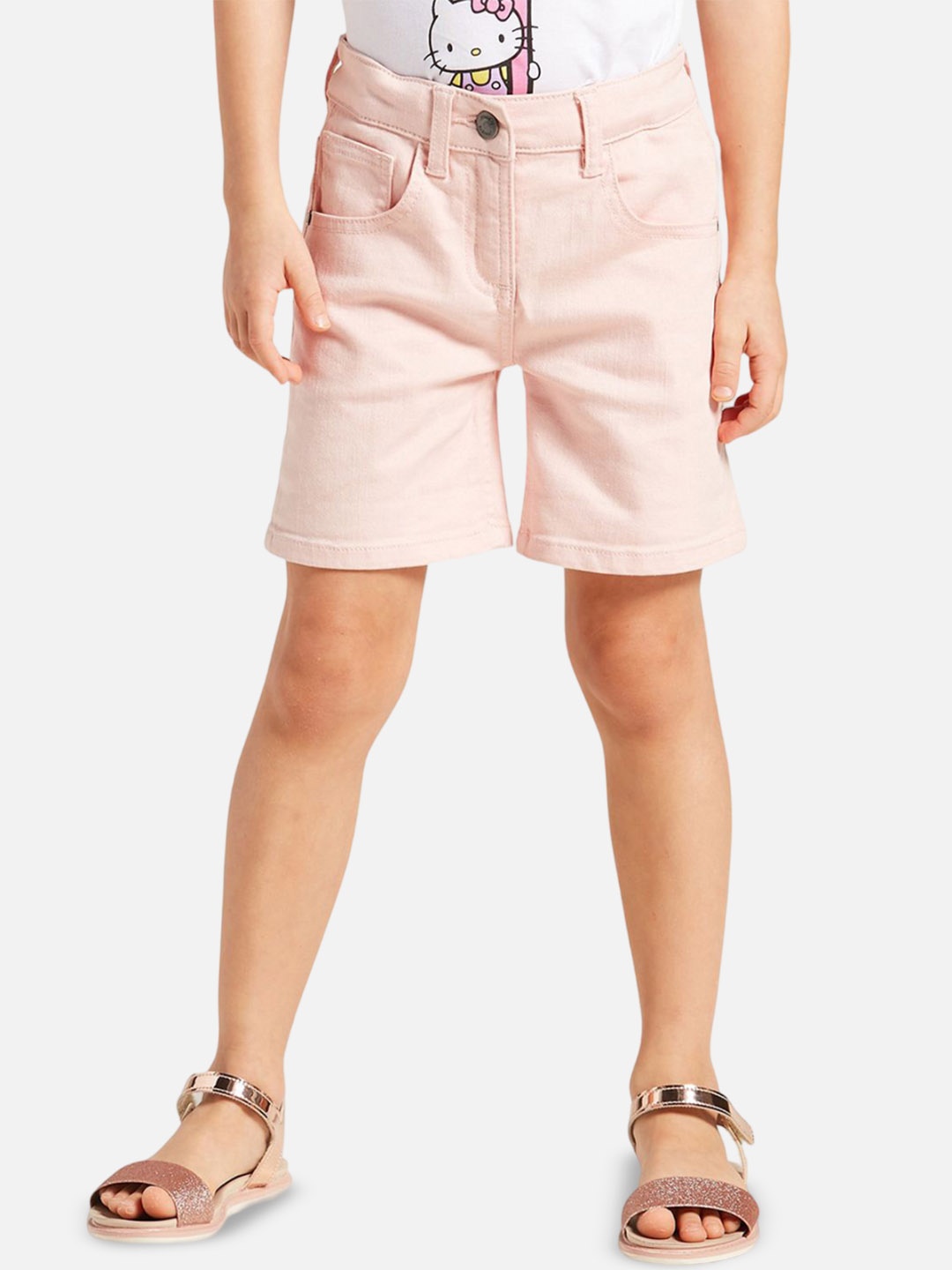 

Juniors by Babyshop Girls Mid-Rise Relaxed Fit Denim Shorts, Pink