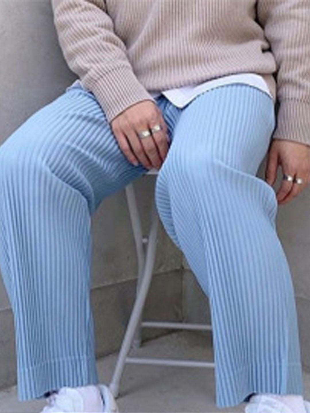 

StyleCast Men Striped Regular fit Mid-Rise Trousers, Blue