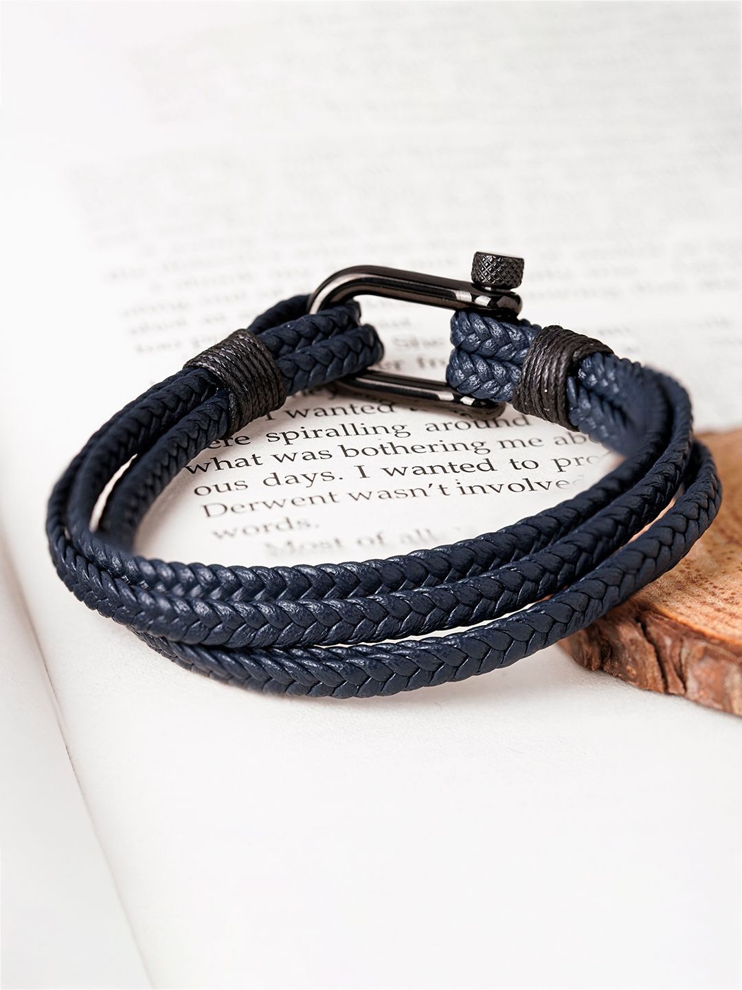 

SWASHAA Men Leather Wraparound Bracelet, Blue