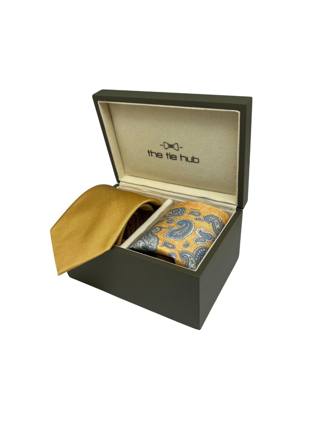 

The Tie Hub Men Neck Tie and Pocket Square Accessory Gift Set, Gold