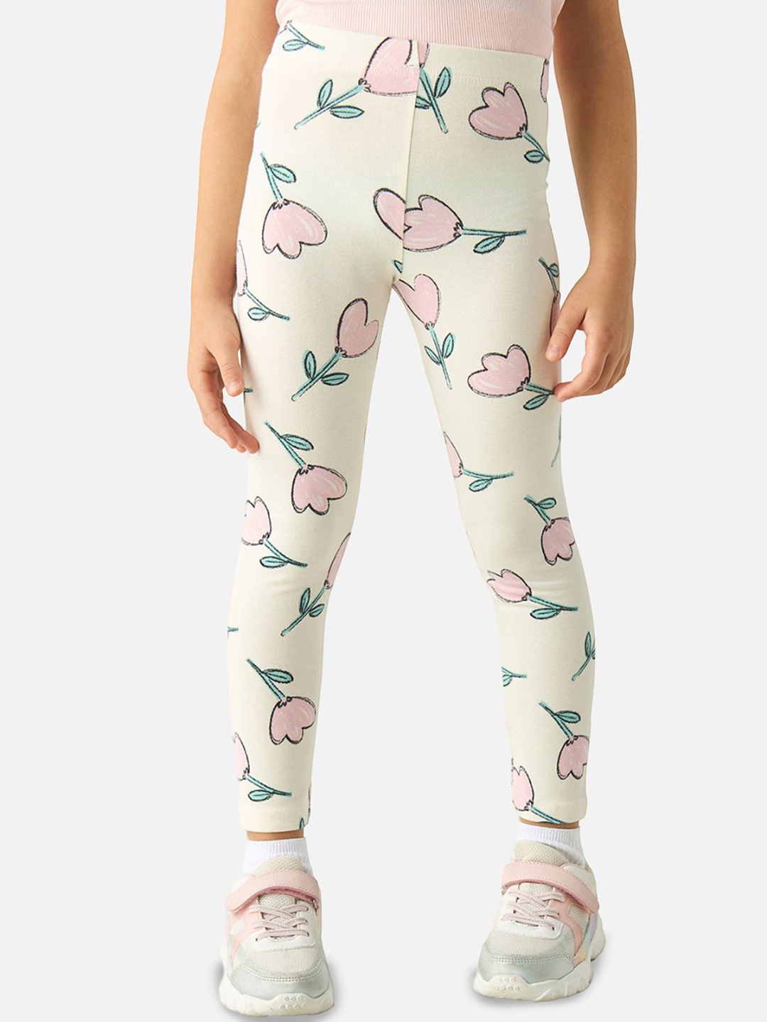 

Juniors by Babyshop Girls Printed Cotton Leggings, Cream