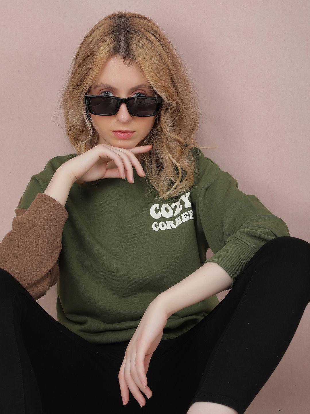 

Crimsoune Club Women Typography Printed Sweatshirt, Green