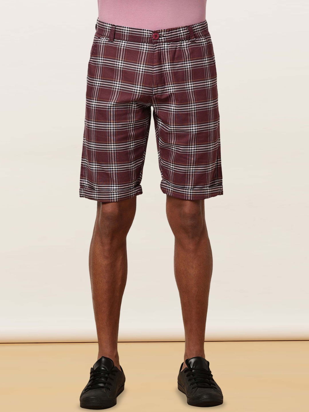 

beevee Men Checked Technology Shorts, Red