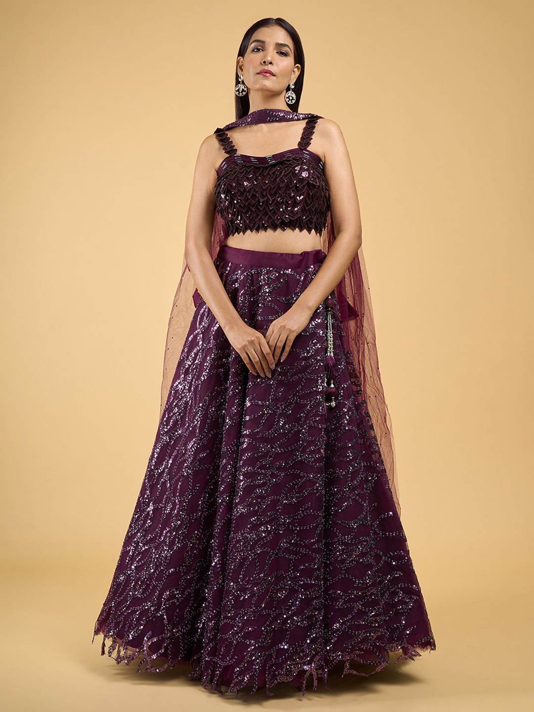 

Samyukta Singhania Embroidered Ready to Wear Lehenga & Blouse With Dupatta, Purple