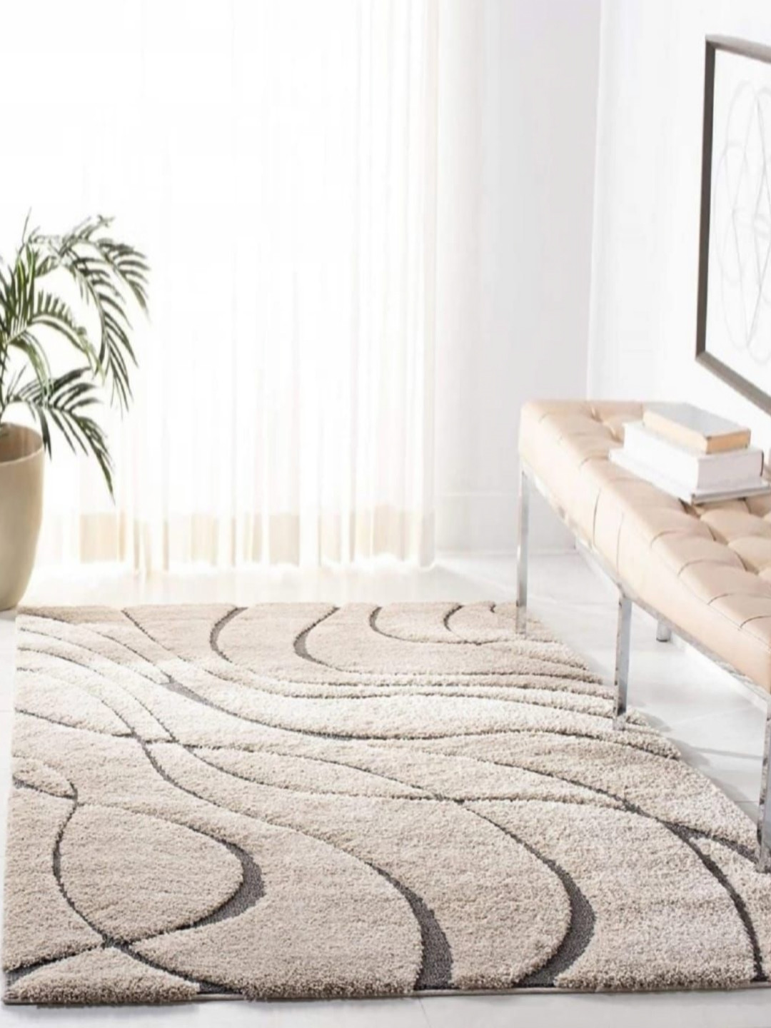 

Samjeeda Handloom carpets Red Geometric Anti-Skid Woollen Carpet