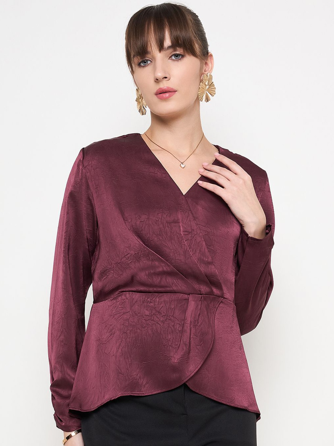 

Madame Women Wrap Top, Maroon