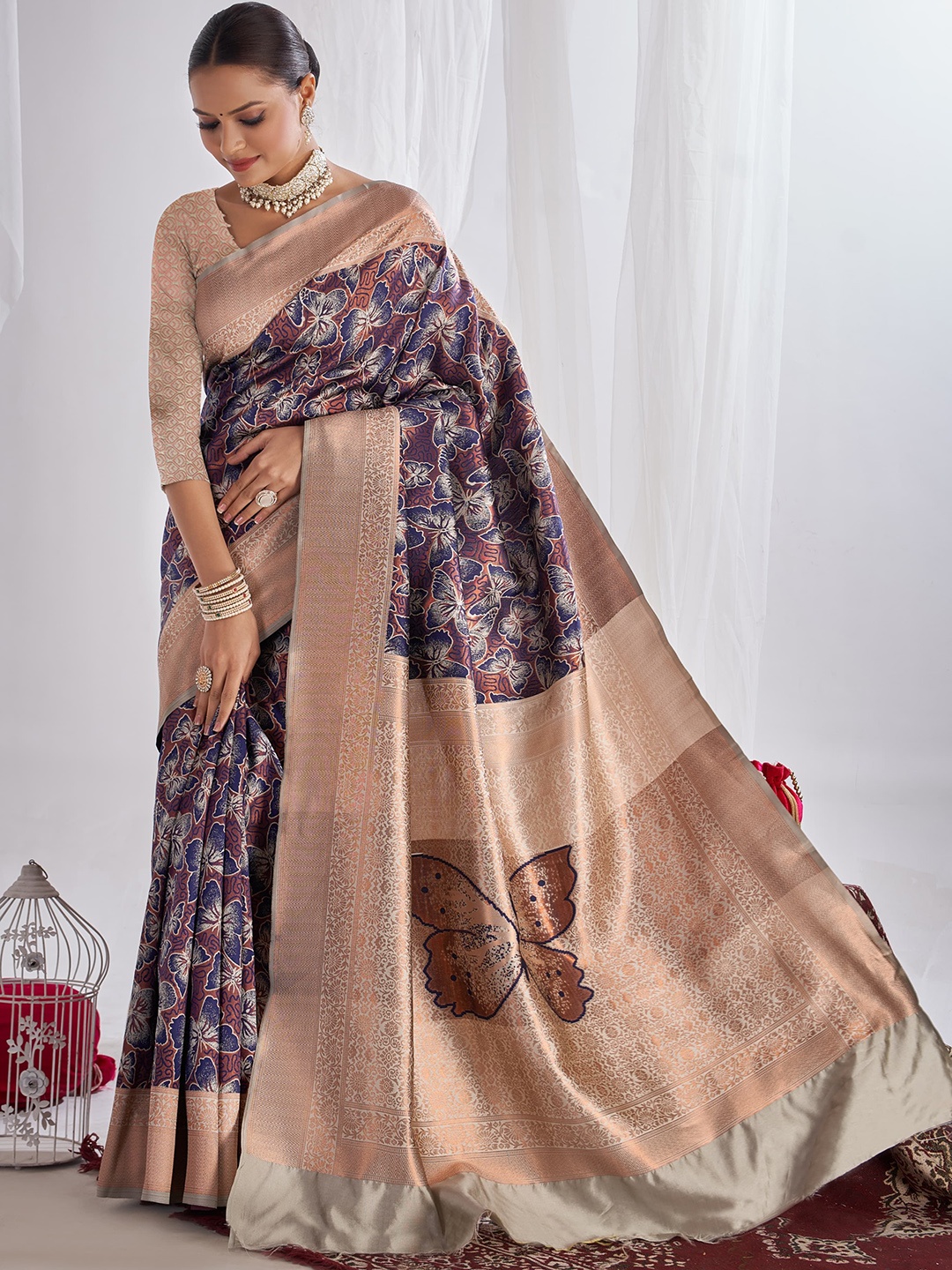 

Visit Wear Woven Design Zari Pure Silk Banarasi Saree, Blue