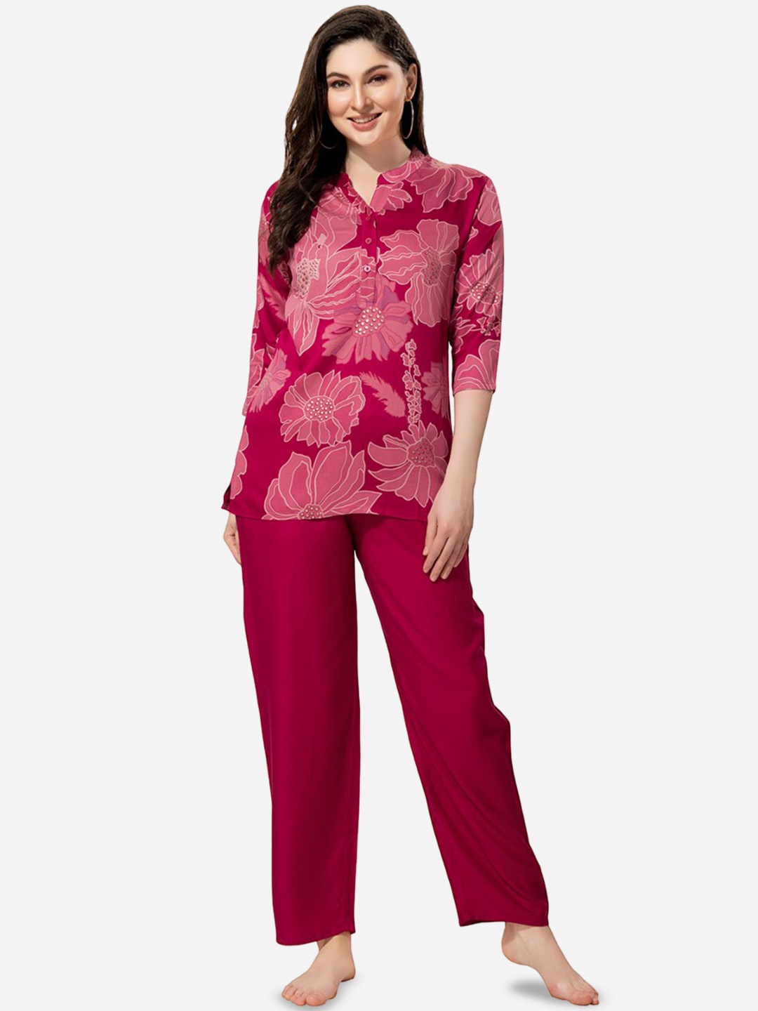 

Lenissa Women Floral Printed Night suit, Pink
