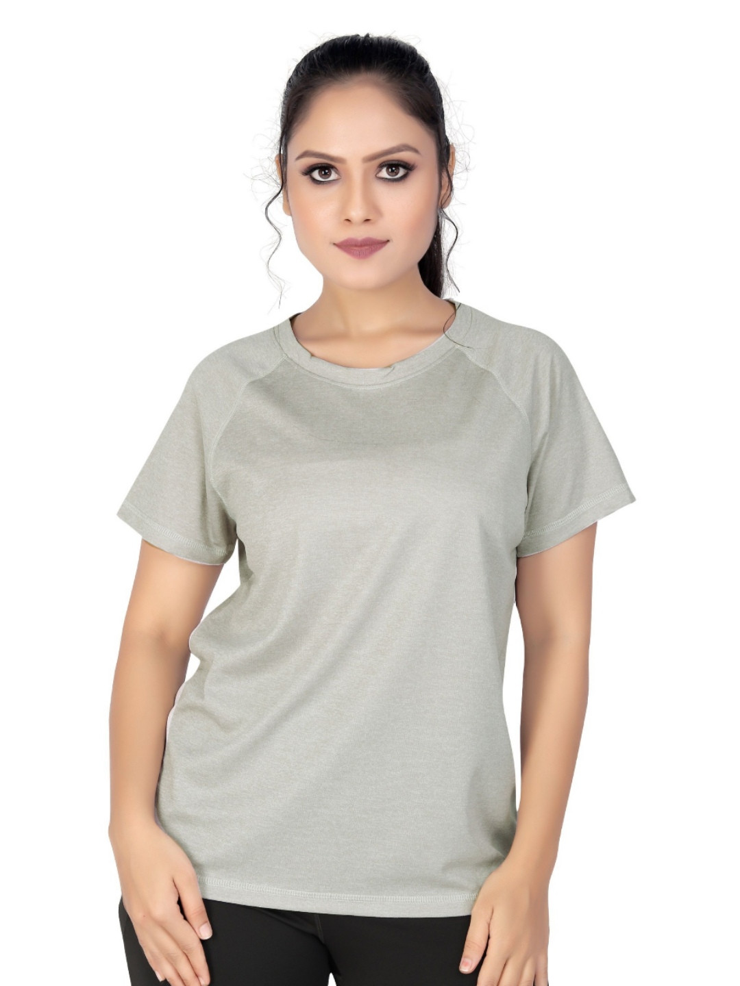 

MYO2 Women Solid Round Neck T-shirt, Grey
