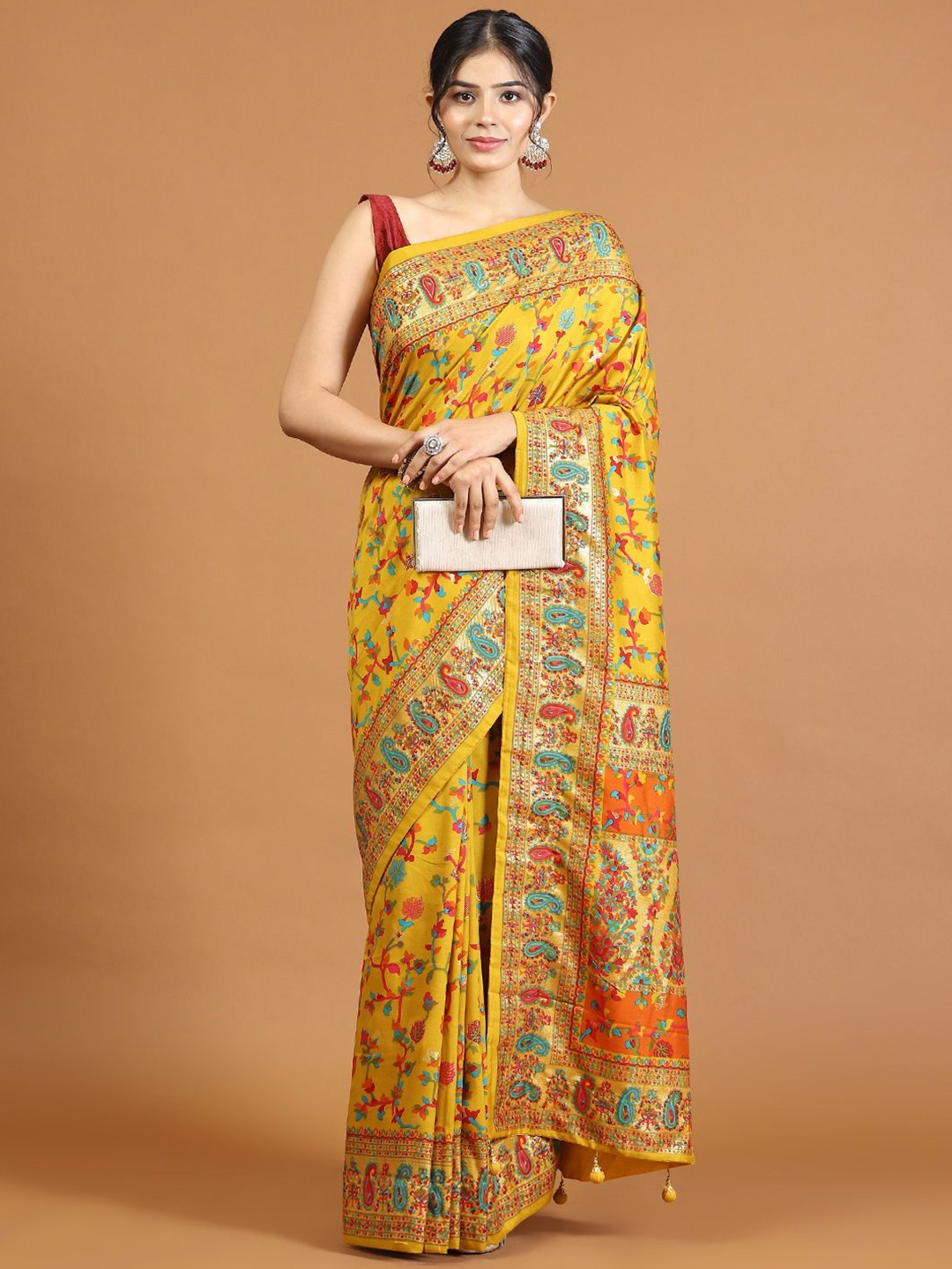 

Meena Bazaar Woven Design Saree, Mustard