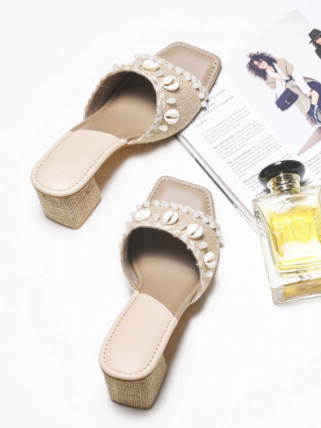 

Try Me Women Ethnic Block Heel Sandals, Beige