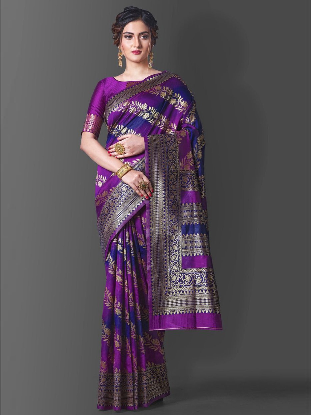 

Visit Wear Woven Design Zari Pure Silk Banarasi Saree, Purple