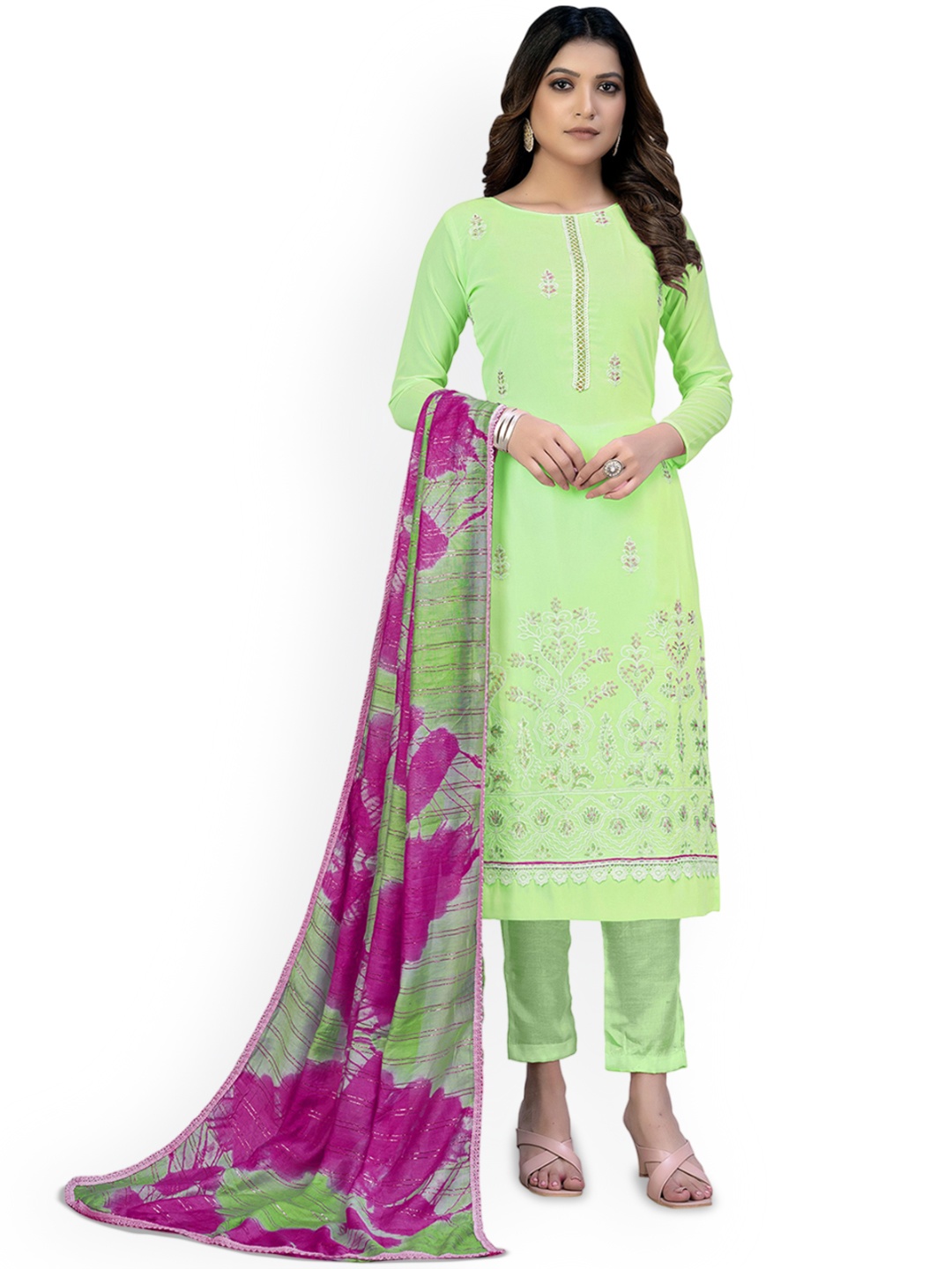 

Maroosh Embroidered Unstitched Dress Material, Green