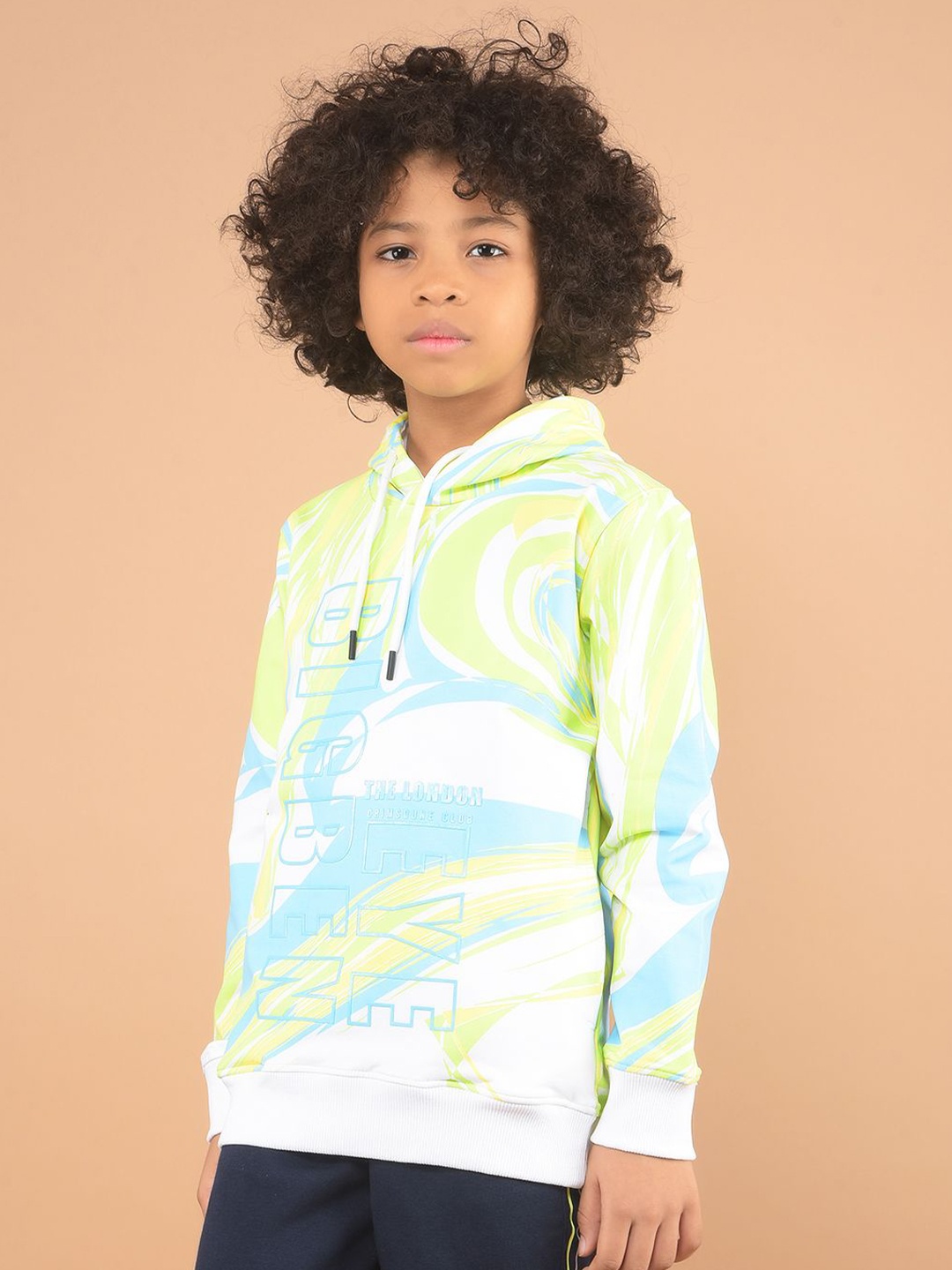 

Crimsoune Club Boys Printed Hooded Sweatshirt, Green