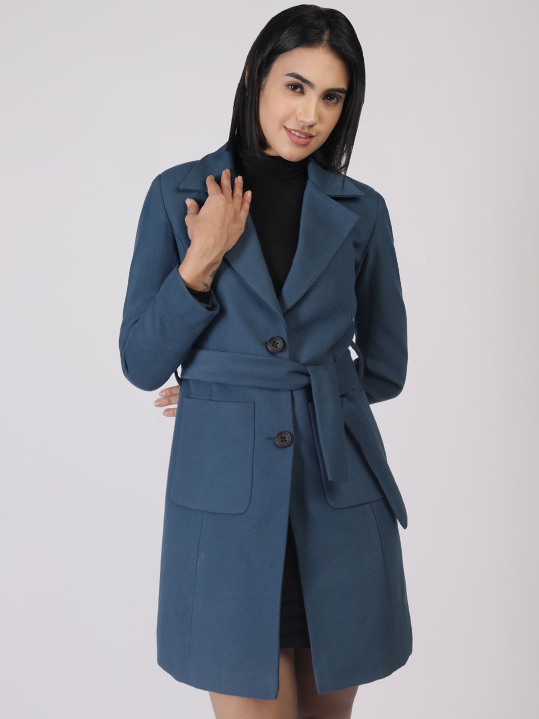 

Plagg Women Single-Breasted Overcoat, Blue