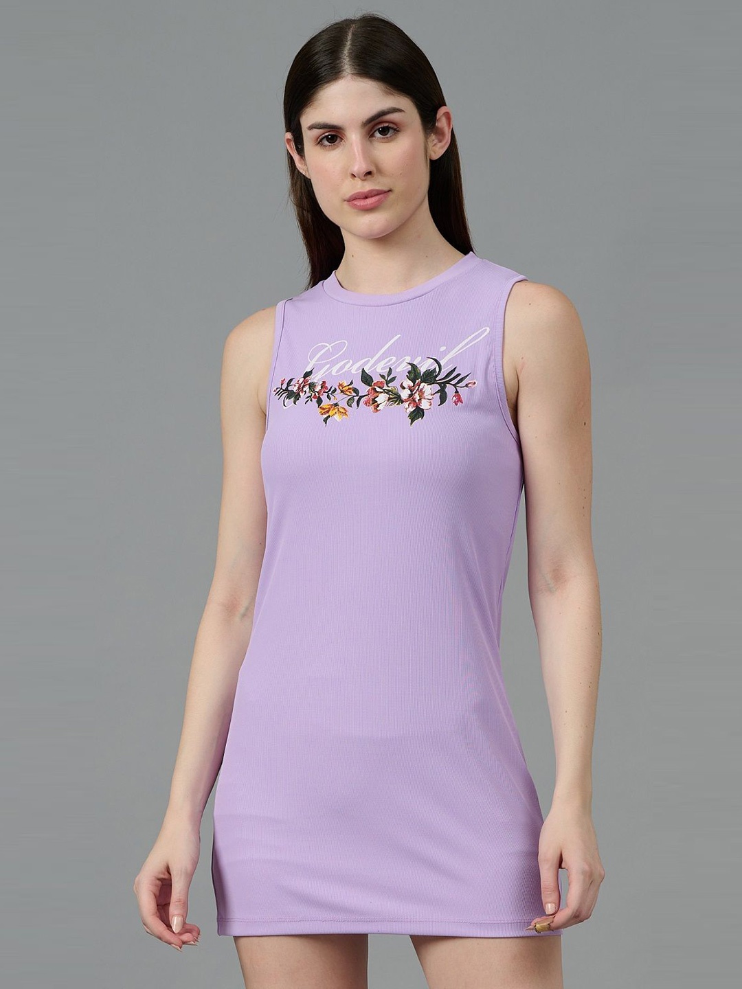 

GO DEVIL Women Printed Bodycon Mini Dress, Purple