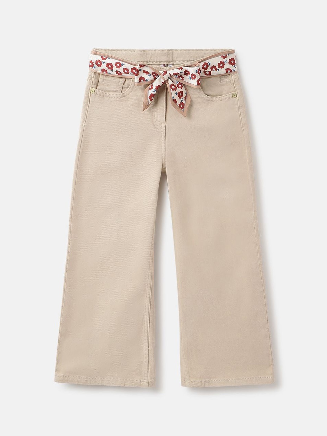 

ELLE Girls Wide Leg Mid-Rise Jeans, Beige