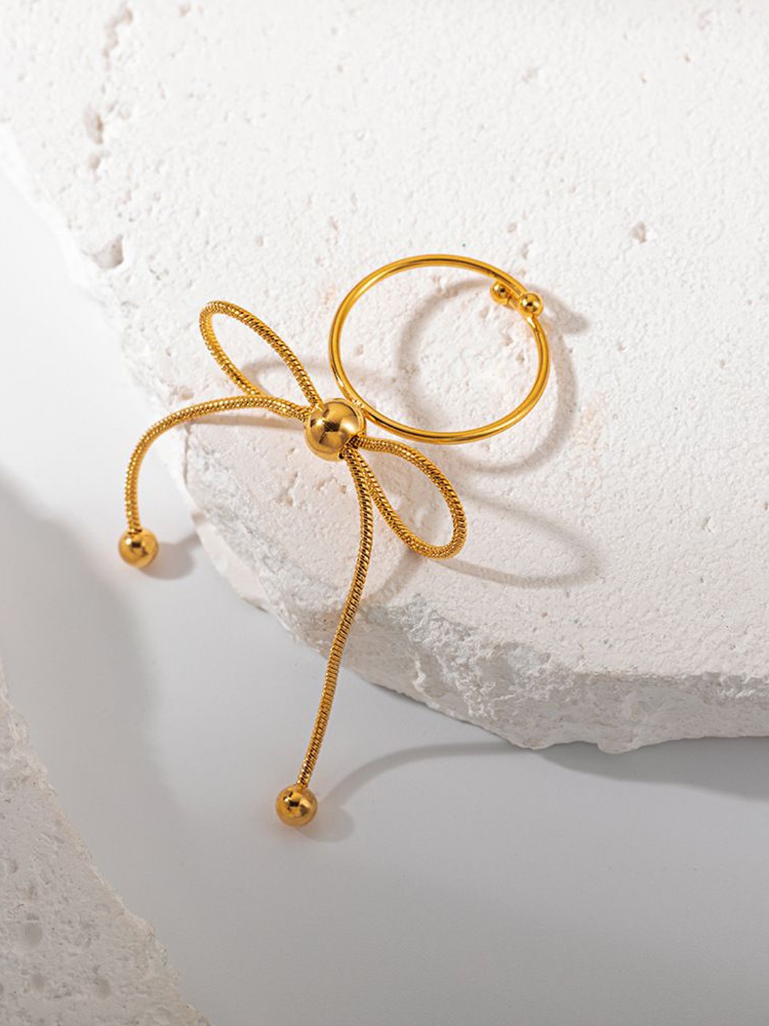 

MYKI Gold-Plated Stainless Steel Adjustable Finger Ring