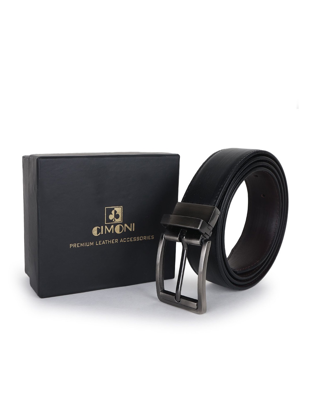 

CIMONI Men PU Reversible Formal Belt, Black