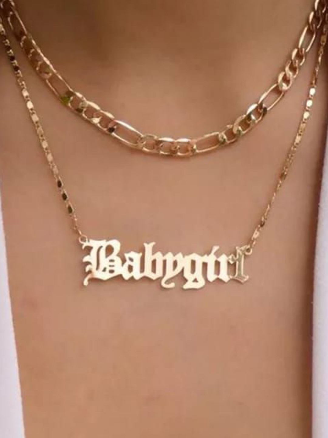 

YU FASHIONS Gold-Plated Layered Babygirl Necklace