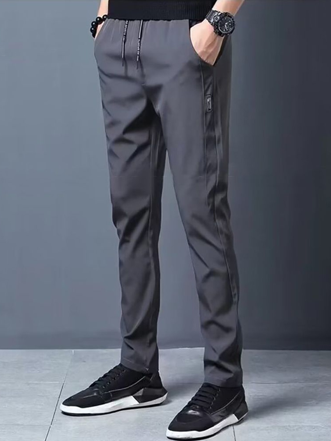 

StyleCast x Revolte Men Slim Fit Regular Trousers, Grey