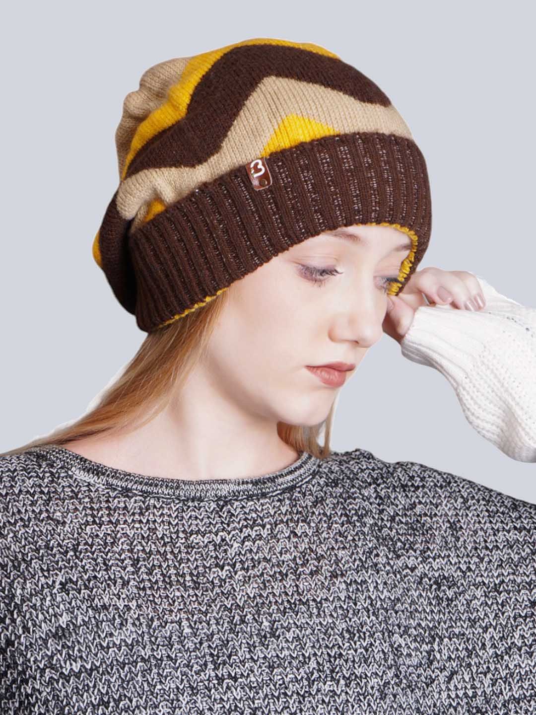 

Bharatasya Unisex Self Design Beanie, Brown