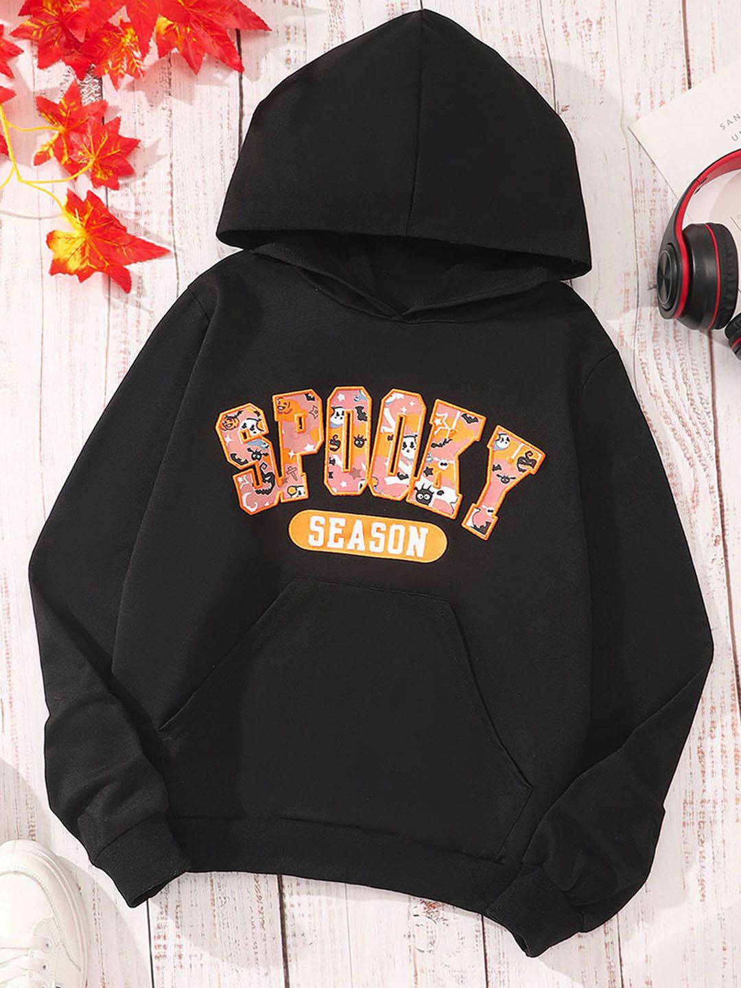 

INCLUD Girls Cotton Printed Sweatshirt, Black