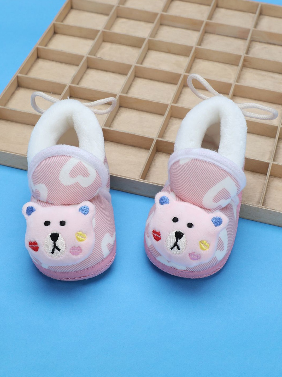 

Baby Moo Kids Kitty Patterned Pure Cotton Booties, Pink