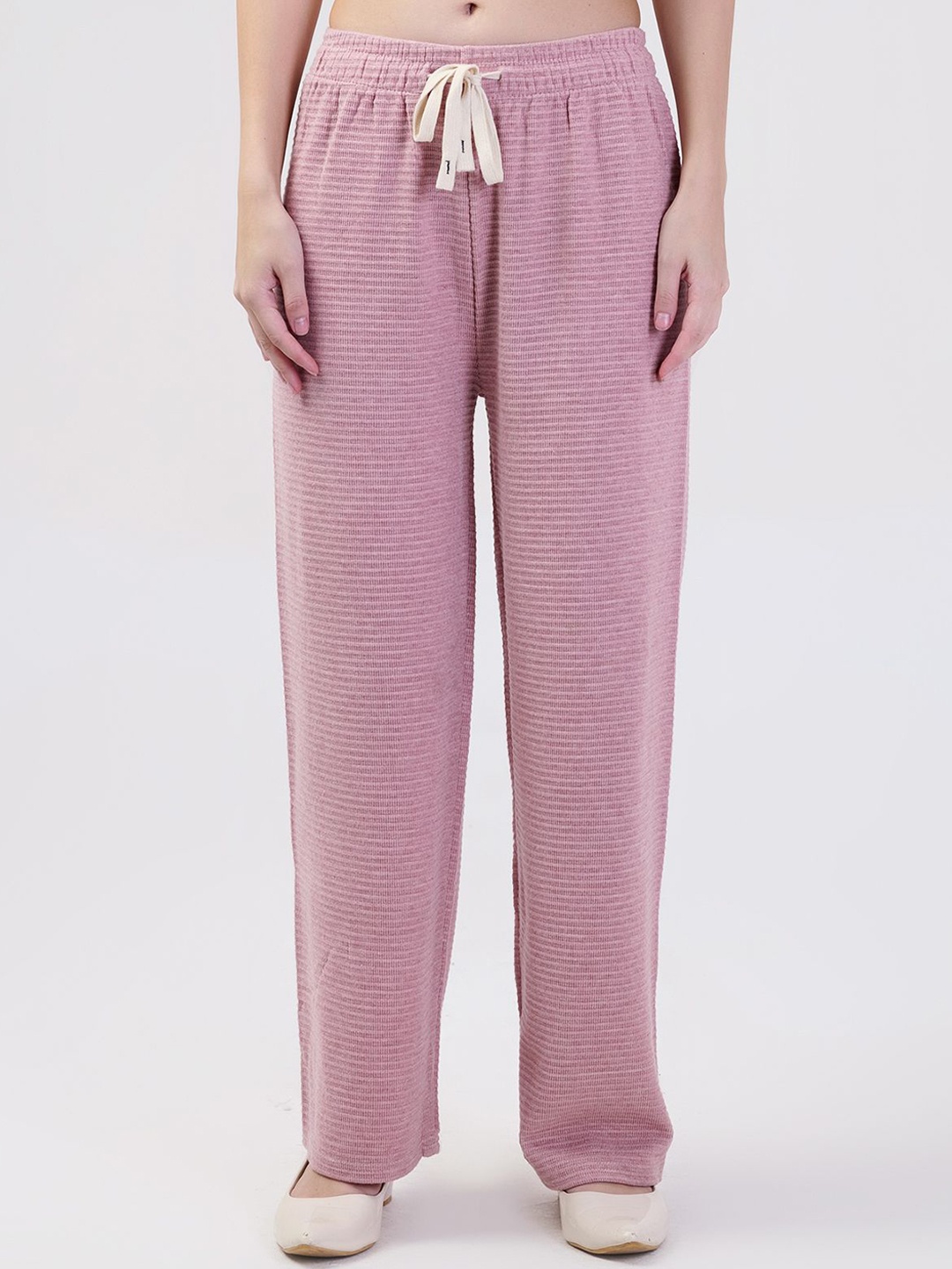 

Albion By CnM Women Mid- Rise Striped Trousers, Pink