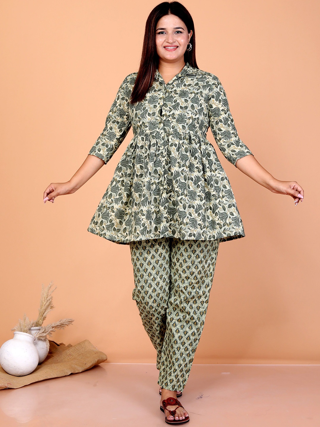 

SP DESIGNS Printed Pure Cotton Co-Ords, Green