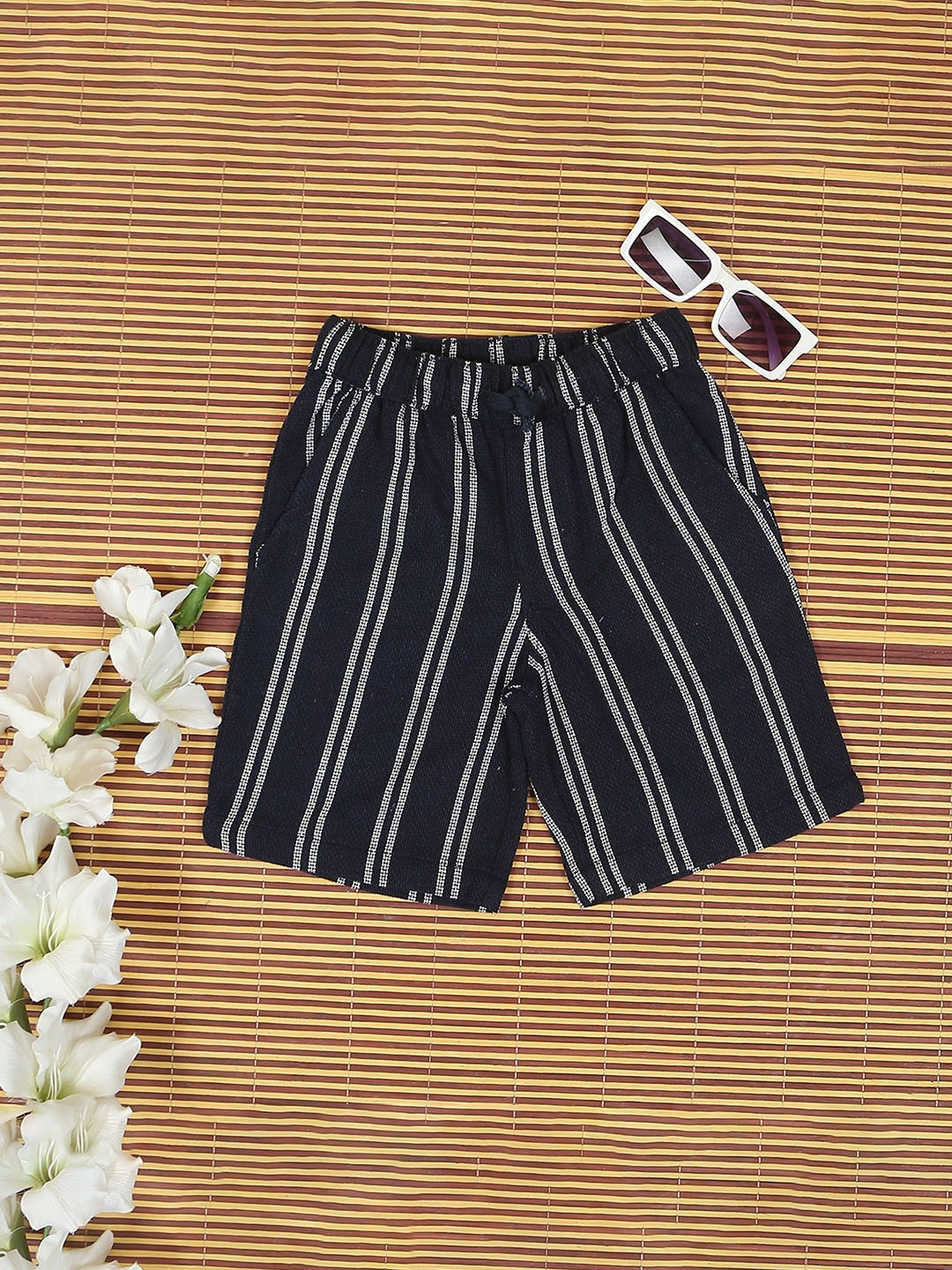 

The Lion and The Fish Boys Mid-Rise Striped Shorts, White