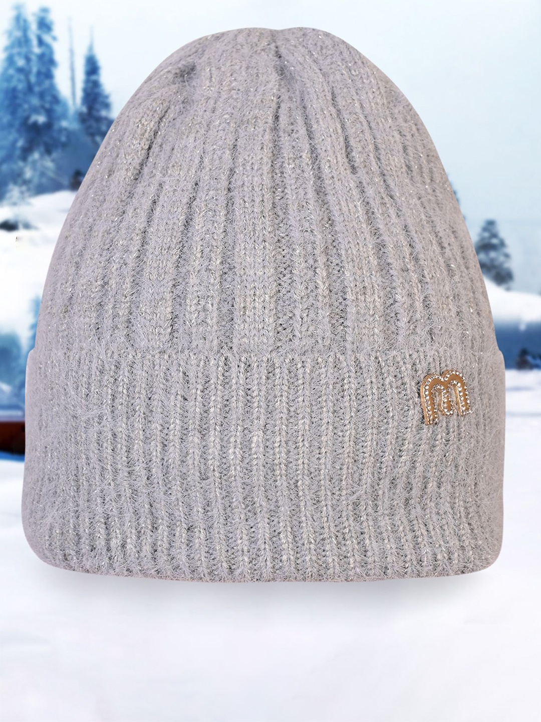 

LOOM LEGACY Women Winter Woollen Beanie Cap, Grey