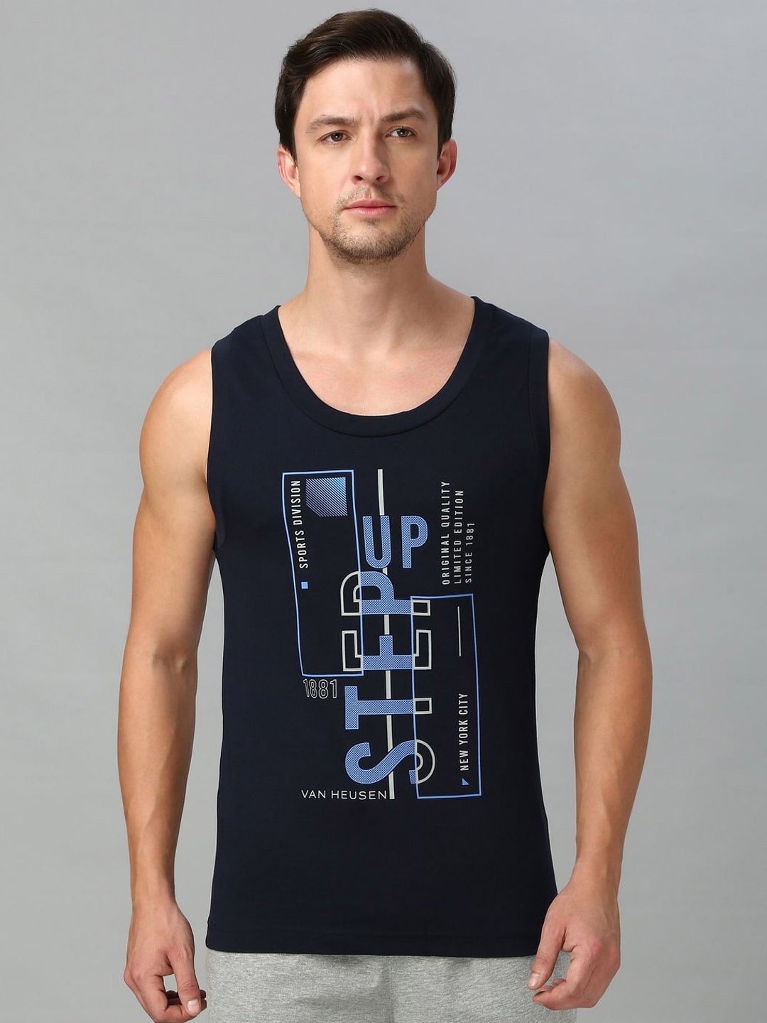 

Van Heusen Sport Men Graphic Print Super Soft All Day Comfort Vest, Navy blue