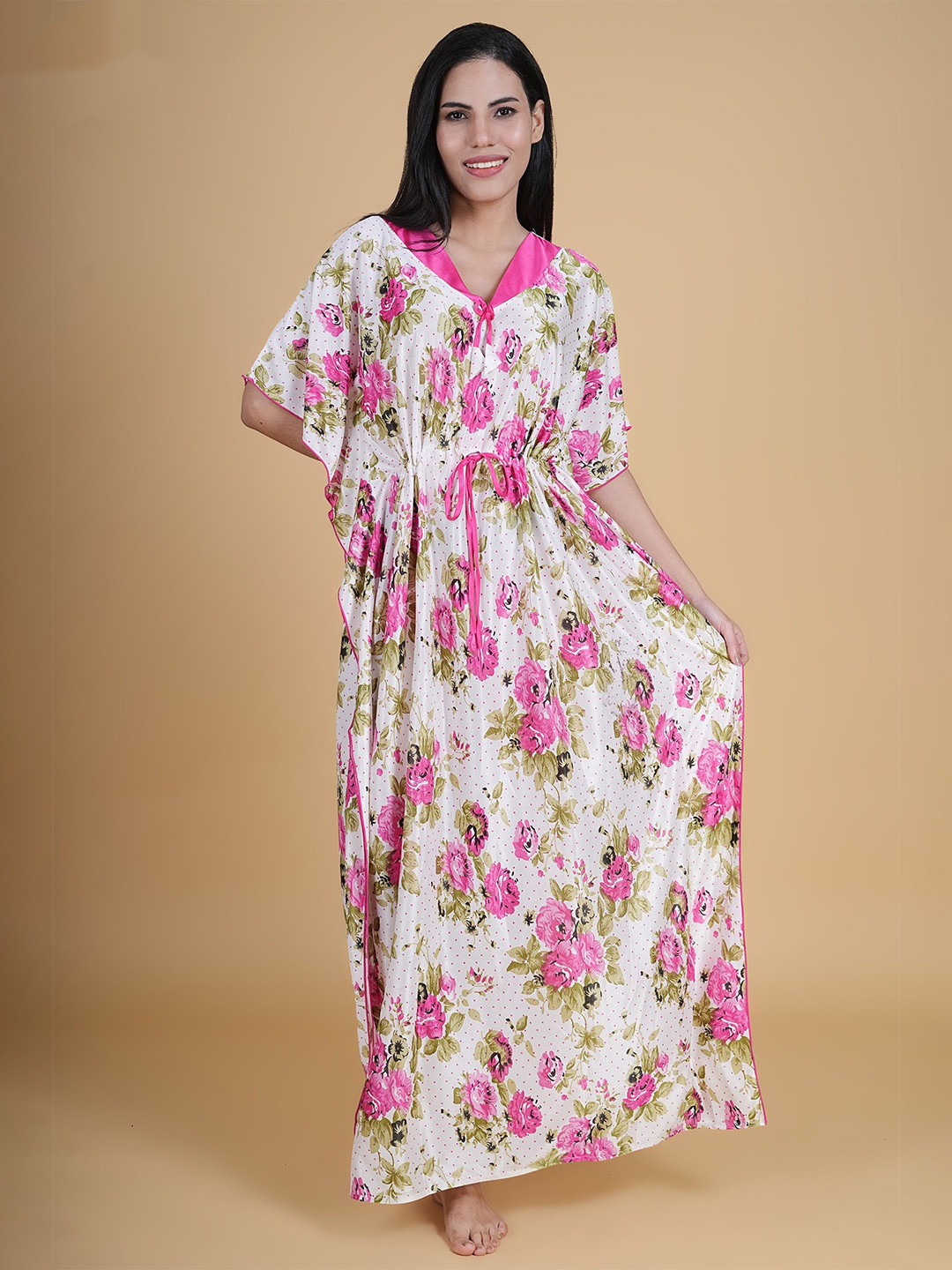

Noty Women Floral Printed Kaftan Nightdress, Pink