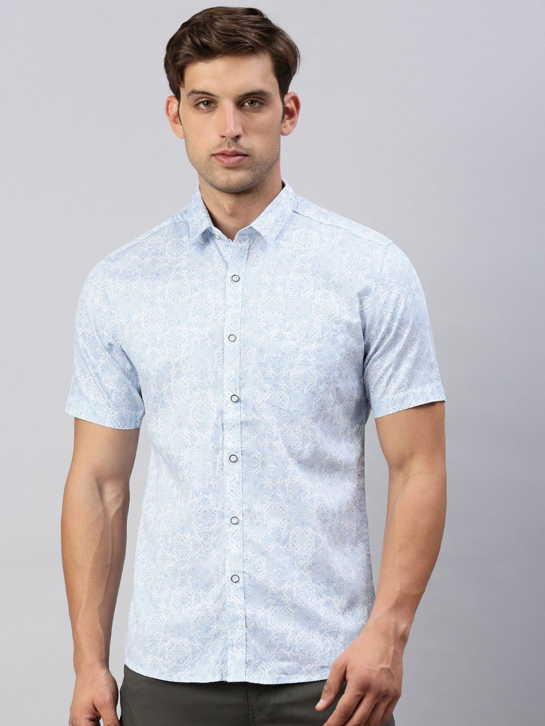 

Classic Polo Men Slim Fit Floral Opaque Casual Shirt, Blue