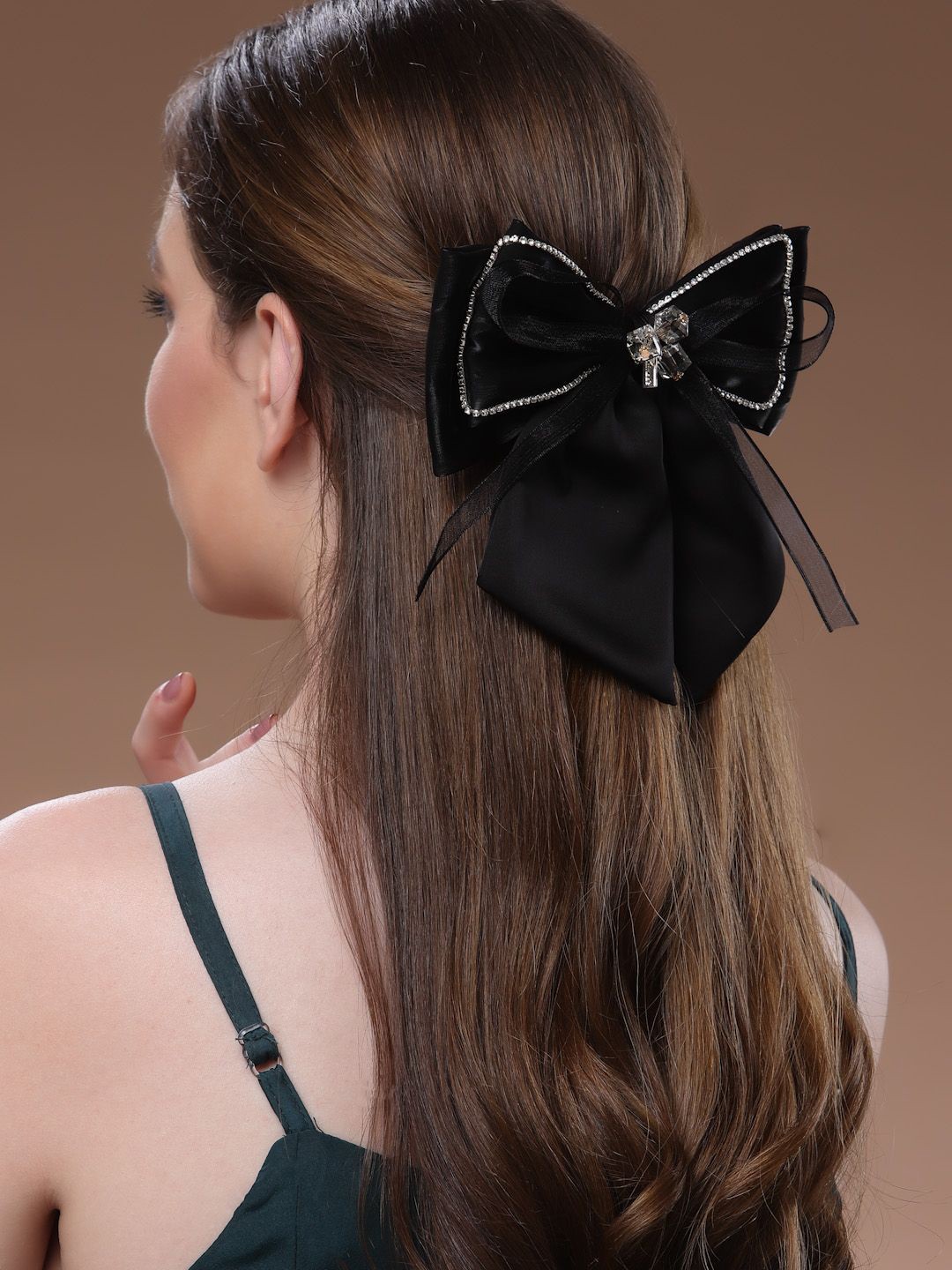 

PANASH Women Stone Studded Embellished Tic Tac Hair Clip, Black