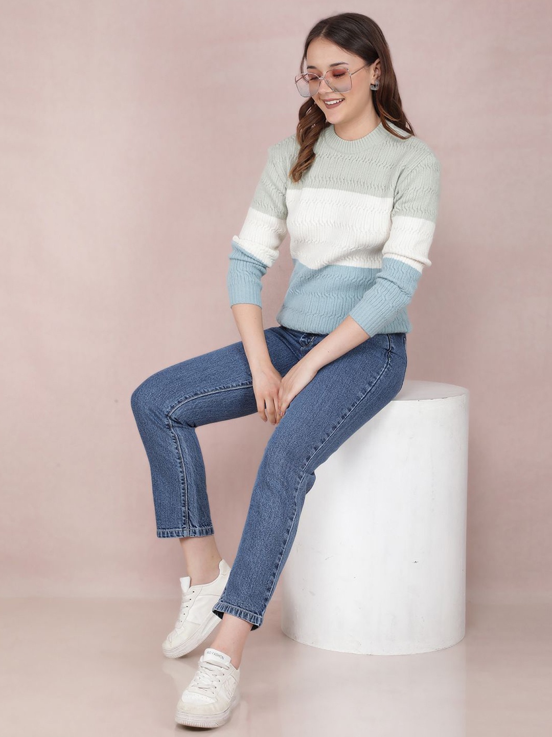 

Crimsoune Club Women Colourblocked Pullover, Green