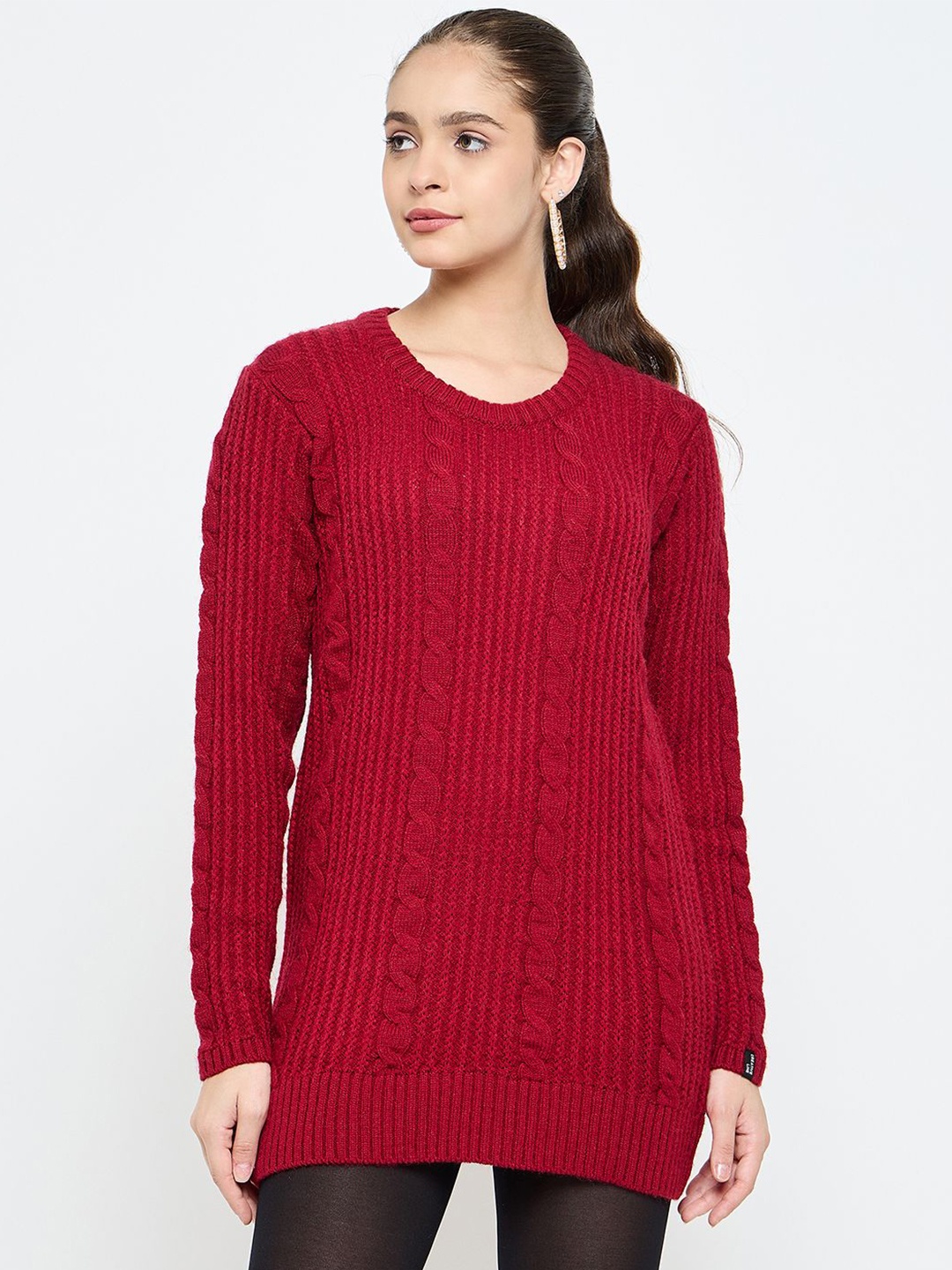 

CREATIVE LINE Women Woollen Sweater Dress, Maroon