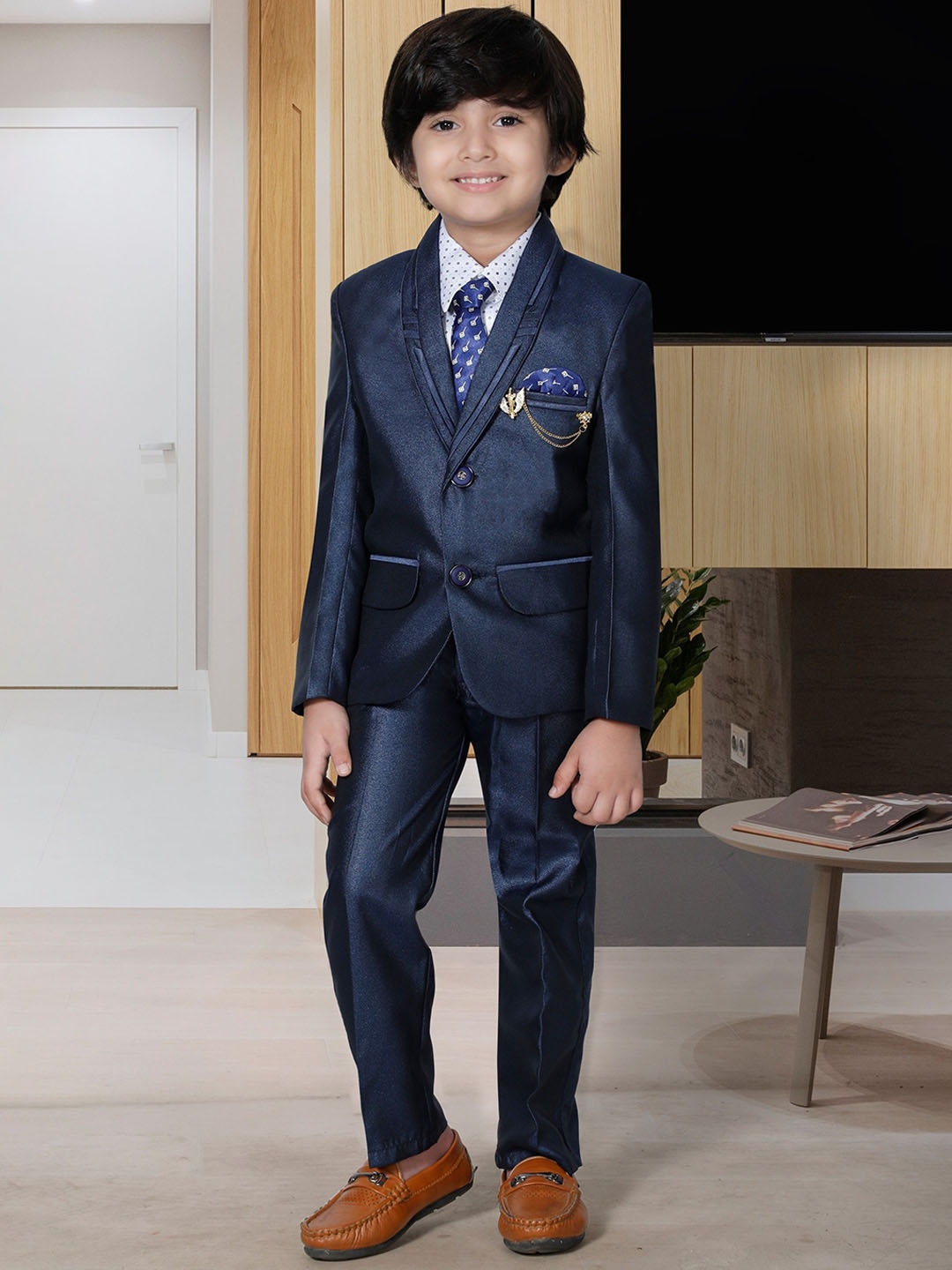 

BAESD Boys Single-Breasted Three-Piece Suit, Navy blue