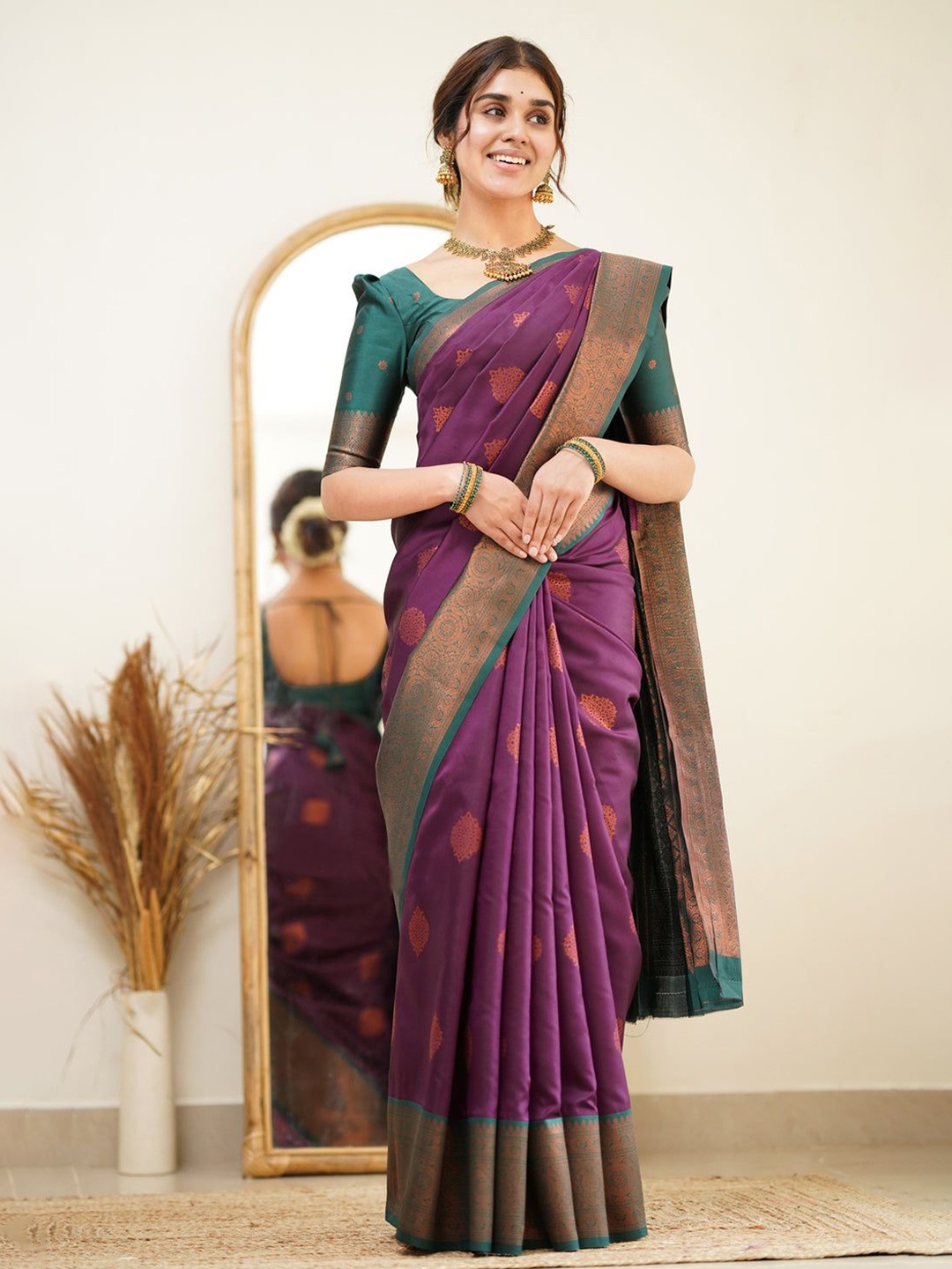 

Visit Wear Woven Design Zari Pure Silk Banarasi Saree, Purple