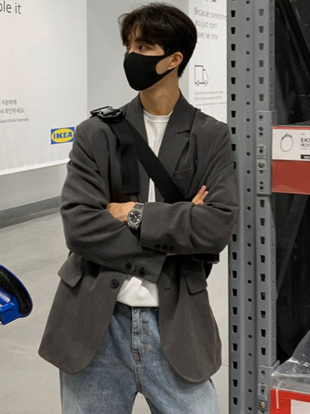 

StyleCast x Revolte Men Tailored Jacket, Grey