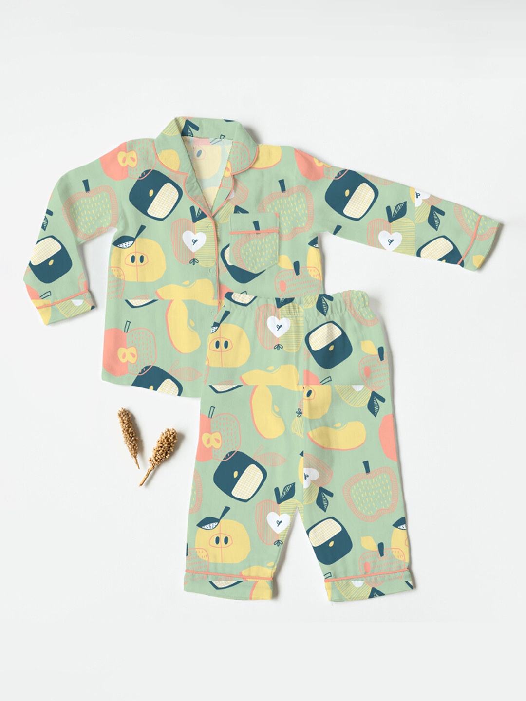 

cocoon care Kids Graphic Printed Night suit, Olive